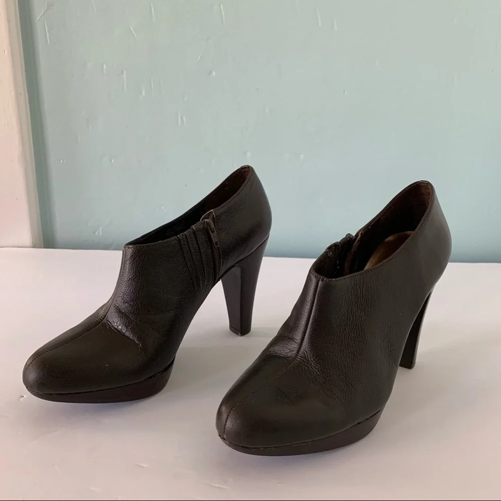 Matisse Booties Brown Leather Platform High Heel Inside Zipper 8.5M